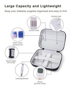 Benutzer definierte Reise Diabetiker EVA Fall für Blutzucker messgerät Teststreifen Insulin Pen Lancet Spritze Alkohol Wischt uch Diabetes Tasche - Product Image 2