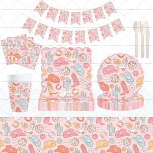 Juego de Platos para Fiesta Estilo Boho Vaquero DAMAI, 4 Colores, Impresión Digital en Papel, Decoraciones para Cumpleaños y Despedidas de Soltera - Product Image 1