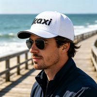 Casquette de baseball Ultimate Dry à 6 panneaux perforée respirante, motif lettres, style sportif et formel, en nylon, avec fermeture snapback, pour sports de plein air et camping