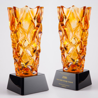 Jadevertu Nouveauté Vase en cristal de verre de table grand et luxueux de style traditionnel avec technique de pâte de verre pour la décoration de la maison