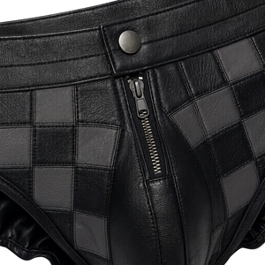 Calzoncillos de Cuero Genuino para Hombre, Negros con Diseño a Cuadros, de Lujo, Personalizados, OEM, ODM, Fabricante Mayorista - Product Image 5