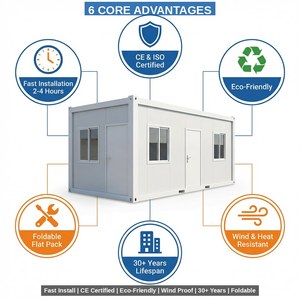 Container Prefabbricato Pieghevole in Acciaio <span class=keywords><strong>da</strong></span> 20 Piedi a Basso Costo, Installazione Rapida <span class=keywords><strong>per</strong></span> Ufficio, Dormitorio, Centro Commerciale e Uso Esterno - Product Image 3