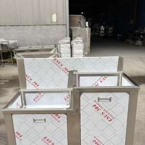 Évier en acier inoxydable 304, autoportant, pratique, pour cuisine commerciale, panier d'égouttage, rectangulaire, <span class=keywords><strong>style</strong></span> tablier, avec couvercle frontal - Product Image 3