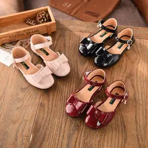 Summer Children Girl Bright PU Shoes Girls Princess Bowknot Shoes Flat Party Shoes rosa schwarz rot 27-36