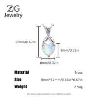ZG – collier avec pendentif en opale en forme de cœur, en laiton plaqué couleur argent, bijoux romantiques et délicats pour femmes, cadeau