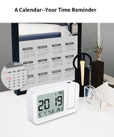 Horloge de table numérique électronique moderne avec projection LED, projecteur d'heure et calendriers