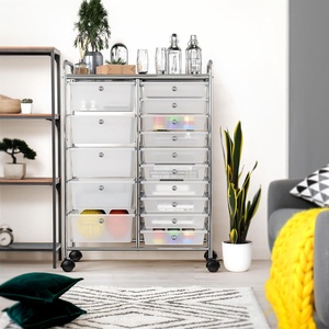 Support de rangement mobile multifonctionnel de grande capacité Support de rangement domestique en plastique pour le salon Chariot à snacks - Product Image 2