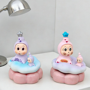 Adorno de Resina de Bebés Estrella Giratorios, <span class=keywords><strong>Famosos</strong></span> en Internet, de la Serie Cloud Twin Star, Pequeños, para Venta Ambulante y Múltiples Ocasiones - Product Image 2
