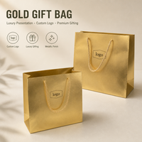 Sac cadeau en papier métallisé doré avec logo personnalisé et poignées en corde pour bijoux, cosmétiques, mariage et emballages de luxe pour la vente au détail