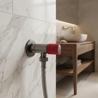 Robinet d'angle en acier inoxydable 304 couleur bronze, avec noyau en laiton, filetage mâle 1/2 pouce, poignée moletée rouge pour chauffe-eau et salle de bain, OEM/ODM