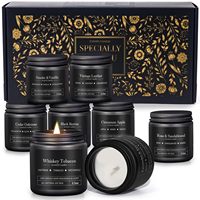 Lilin Kedelai Promosi Grosir dalam Stoples Kaca Hitam Logo Kustom Beraroma Hadiah untuk Pria Grosir MOQ Rendah Label Pribadi OEM ODM