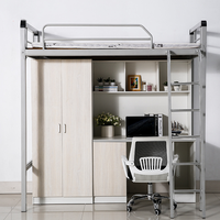 Lit Superposé en acier avec Bureau et Casier Loft Cadre de Lit Superposé En Métal Robuste et Dortoir Lit Design