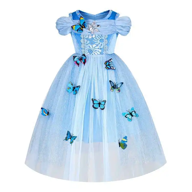 Prenses Elsa kış elbise kızlar uzun kollu cadılar bayramı kostüm çocuk Cinderellas Rapunzel Tiana Cosplay