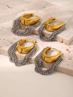 Boucles d'oreilles créoles en chaîne or et argent pour femmes - Boucles d'oreilles multi-chaînes en acier inoxydable résistantes à l'eau et anti-ternissement