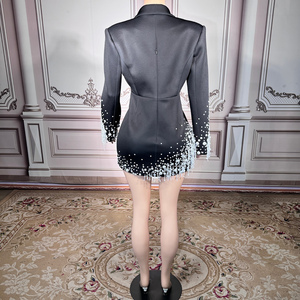 Novance Y5440 Nuova Collezione Abito Blazer <span class=keywords><strong>Bianco</strong></span> con Perline e Frange Nero per Donne Scollo a V Sexy - Product Image 3