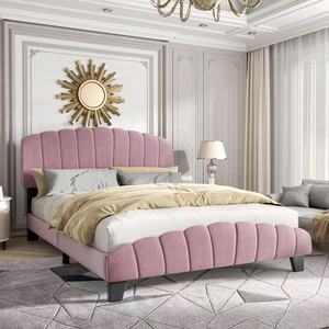 Ensemble <span class=keywords><strong>de</strong></span> <span class=keywords><strong>lit</strong></span> plateforme en <span class=keywords><strong>bois</strong></span> <span class=keywords><strong>de</strong></span> chêne massif moderne et luxueux avec tête <span class=keywords><strong>de</strong></span> <span class=keywords><strong>lit</strong></span> en velours doux, capacité <span class=keywords><strong>de</strong></span> charge <span class=keywords><strong>de</strong></span> 1000 lb pour meubles <span class=keywords><strong>de</strong></span> maison - Product Image 1