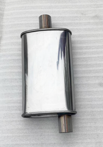 Silencieux d'échappement ovale en alliage aluminium-zinc haute performance, épaisseur 1,5 mm, entrée/sortie 2,5 pouces, longueur 19 pouces, poli, universel - Product Image 2