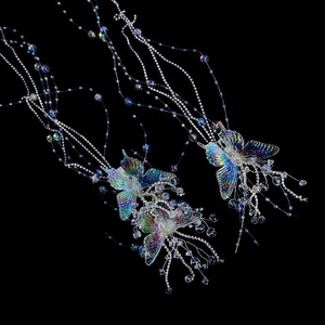 Bán buôn thời trang cưới cô dâu tua cilp Bridal scrunchies bướm pha lê Bridal tóc Clips - Product Image 2