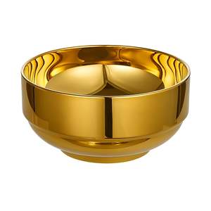 Ensaladera Grande de Acero Inoxidable con Acabado Dorado Martillado, Apta para Lavavajillas - Product Image 1