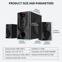Sistema de Altavoces Multimedia para Cine en Casa con Subwoofer de 2.1 Canales y Sonido Envolvente, Altavoz de 5.25 Pulgadas, con Control Remoto