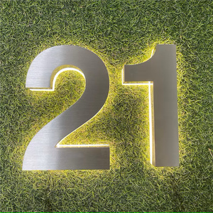 Nouvelles plaques de numéros de maison rétroéclairées en métal, numéros de porte pour hôtel, numéros de porte de maison - Product Image 2