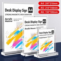 Support d'affichage de tableau d'affichage de bureau A4/A5/A6 en acrylique double face transparent, écologique, imprimé UV, pour étiquettes de prix et supports de menu