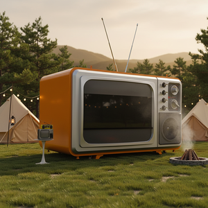 Chariot de restauration mobile <span class=keywords><strong>pour</strong></span> camping, design moderne avec écran TV, <span class=keywords><strong>pour</strong></span> vente de snacks et boissons - Product Image 1