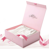 Boîte cadeau cosmétique rigide rose personnalisée avec miroir et ruban noir, emballage de luxe pour ensembles de maquillage et kits de soins de la peau