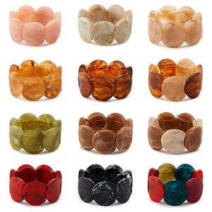 Geometrik kahverengi kahve reçine muhteşem kaplumbağa streç bilezik Punk tıknaz düzensiz akrilik elastik bilezik - Product Image 1