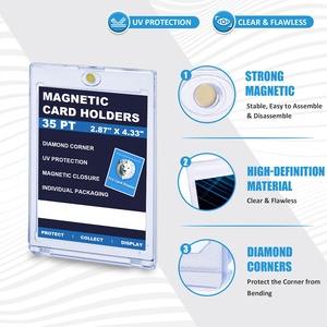 Lot de 25 porte-cartes magnétiques à une touche, étuis de rangement rigides en plastique pour collection de cartes de sport, football, baseball - Product Image 6