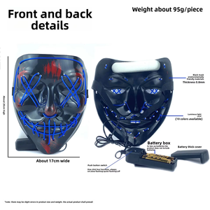 <span class=keywords><strong>Masque</strong></span> de fête lumineux Halloween OEM ODM, masques <span class=keywords><strong>LED</strong></span> Halloween à lettres noires, masques faciaux d'horreur en plastique avec lumières EL, accessoires luminescents - Product Image 4