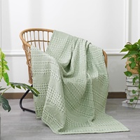 Couvertures en tricot gaufré en coton, bon marché mais de qualité supérieure, couverture tricotée 100% coton Jacquard Cable Chunky