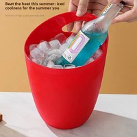 Seau à glace portable en plastique personnalisé avec design incliné, style moderne et minimaliste, bac à boissons, bar, bière, cola, facile à nettoyer, couleur unie