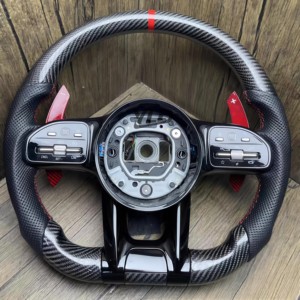 Volant pour Benz <span class=keywords><strong>AMG</strong></span> GT CLA GLB 35 45 GLB GLE <span class=keywords><strong>53</strong></span> 63 <span class=keywords><strong>AMG</strong></span> GT S 4MATIC en fibre de carbone véritable - Product Image 4
