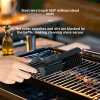 Brosse de nettoyage électrique portative pour barbecue, grattoir rotatif à 360 degrés, gants, construction en acier inoxydable et ABS pour le camping en extérieur