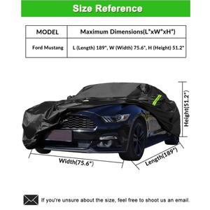 <span class=keywords><strong>Housse</strong></span> de voiture pour <span class=keywords><strong>Ford</strong></span> <span class=keywords><strong>Mustang</strong></span> 2005-2026, imperméable, toutes saisons, anti-poussière, pour <span class=keywords><strong>extérieur</strong></span>, avec fermeture éclair sur la porte, noire - Product Image 6