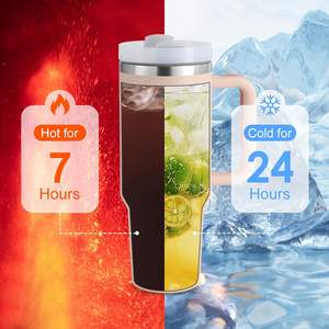 Bouteille isotherme sous vide personnalisable avec logo, 40 oz, en acier inoxydable, portable, avec poignée et paille, pour voyage - Product Image 5
