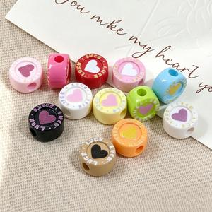 Fresh Sweet Style Dopamine-colored Letter Heart Print Perforated Electroplating Alloy Beads DIY Handmade Beaded Snake Chain - Product Image 6