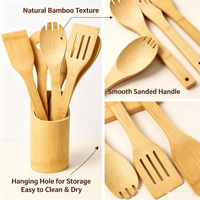 Ensemble d'ustensiles de cuisine écologiques en bambou antiadhésifs avec cuillère en bois plaqué or à long manche, capacité de 10 ml, pour les fêtes