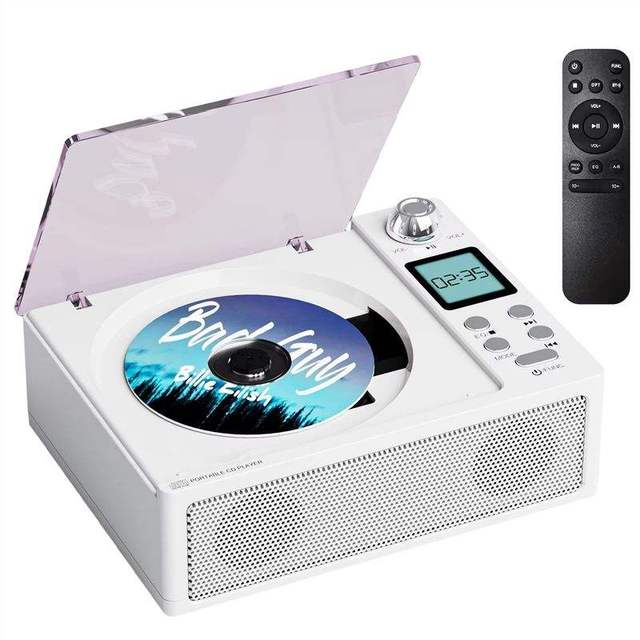 Desktop Portable CD Player Remote Control Built in Speaker LCD Display Dust Proof Cover HiFi Sound for Home Office Student