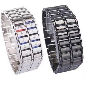 นาฬิกาซามูไรแอลอีดีโลหะสีแดงสุดหรู2025สำหรับผู้ชาย reloj hombre นำสร้อยข้อมือลาวาดิจิตอลนาฬิกาข้อมืออิเล็กทรอนิกส์ - Product Image 3