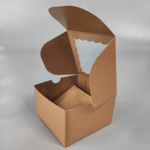กล่องบรรจุภัณฑ์เค้กแบบตั้งได้เอง ทำจากกระดาษคราฟท์เกรดอาหาร พิมพ์โลโก้ตามสั่ง รีไซเคิลได้ เป็นมิตรกับสิ่งแวดล้อม ขายส่ง หลายแบบ - Product Image 3