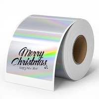 Rouleau d'autocollants holographiques personnalisés, impression de logo laser arc-en-ciel, étiquettes imperméables en PET synthétique pour l'emballage des produits