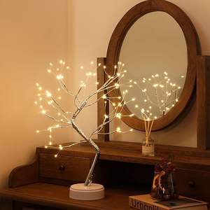 Luz de Noche LED de Escritorio Personalizada de Fábrica con Forma de Árbol Bonsái Plateado, Cuerpo de Metal, Base de Plástico y Hojas Doradas de <span class=keywords><strong>Perla</strong></span> para Decoración Navideña - Product Image 3