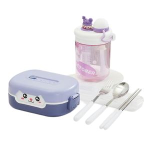 Lonchera Bento Infantil al por Mayor, Contenedor de Almacenamiento de Alimentos a Prueba de Fugas de Plástico, Lonchera de Doble Pared con 2 Compartimentos para Niños Escolares - Product Image 5