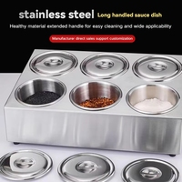 Accessoires pour café - Boîte à assaisonnements multifonctionnelle en acier inoxydable pour restaurant en libre-service, spécial hot pot à huit compartiments