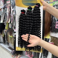 Ensemble de faisceaux synthétiques à tissage bouclé 3x de haute qualité noir naturel 14-18 pouces extension de cheveux jerry curl fibre résistante à la chaleur
