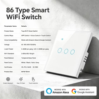 UBARO Interruttore a Muro Touch WiFi Tuya 3 Gang con Filo Singolo, Cornice in Ferro, Funzione Timer, Condivisione Dispositivi, Compatibile con Alexa, Yandex, Alice, Interruttore Intelligente per Luci