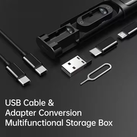 Casing ponsel kabel adaptor, 6 dalam 1 Multi fungsi perjalanan kartu Sd Otg kotak penyimpanan 60W mikro Tipe C kabel Usb pengisian daya