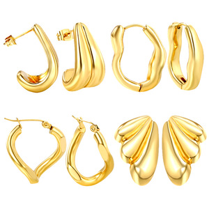 Pendientes geométricos de aleación de zinc con poste de acero inoxidable para mujer, joyería de moda. - Product Image 2